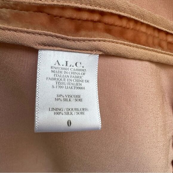ALC Velvet Blazer Women Size 0 Peach Flowy Drape Shawl Collar Silk - Picture 7 of 9